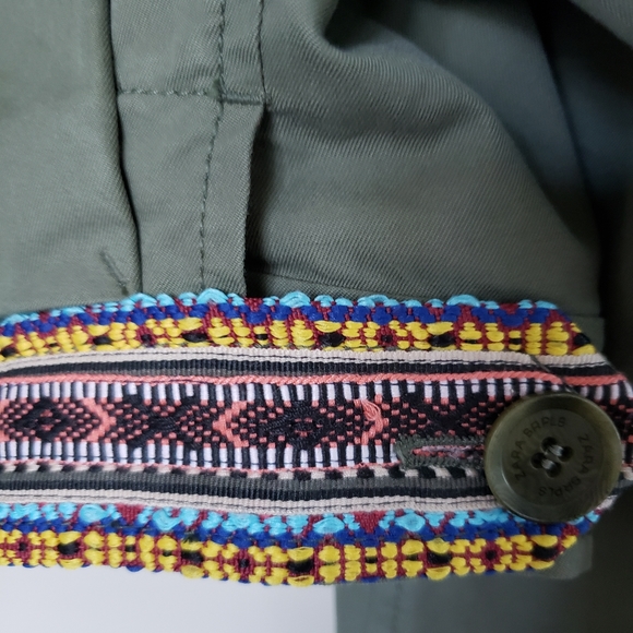 Zara SRPLS Army Green Crop Embroidered Jacket L - Picture 5 of 8